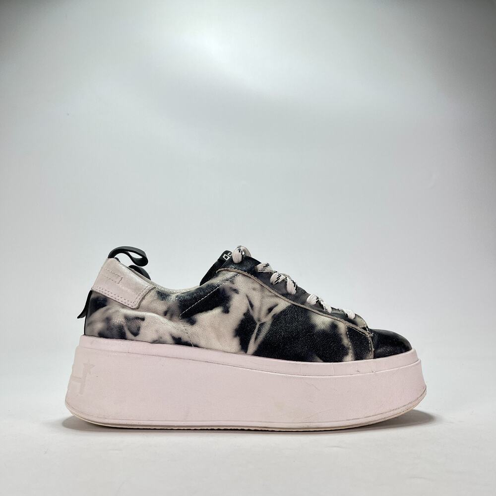 ASH Moon Black White Tie Dye Shoes Platform Sneakers Women's Size US 7.5 EU 38